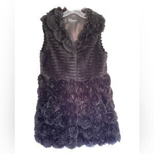 Chaarm New York Black Fur sleeveless Coat
